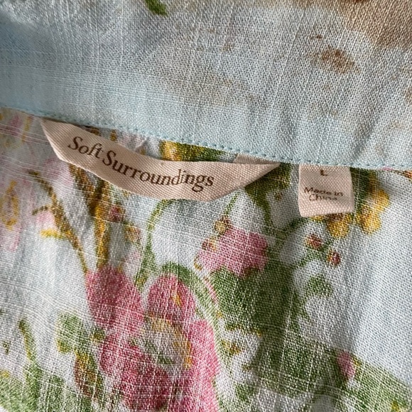 SOFT SURROUNDINGS Women’s Merielle Floral Embroidered Coastal Boho Tunic Size L - Picture 7 of 8